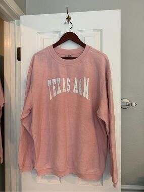 Texas A&M Long Sleeve Top Medium Pink Waffle Knit Aggies Cotton
